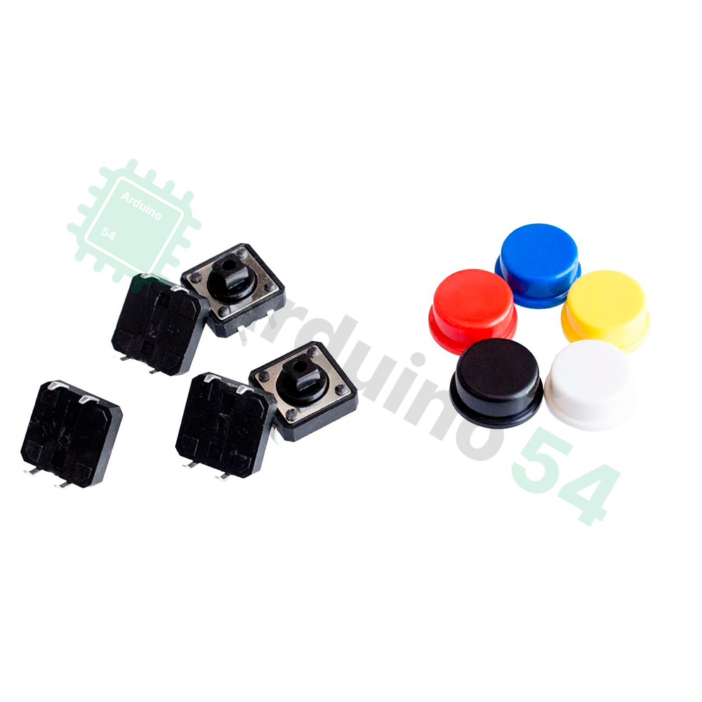 Кнопки SWT 12X12-7.3 с цветными крышечками