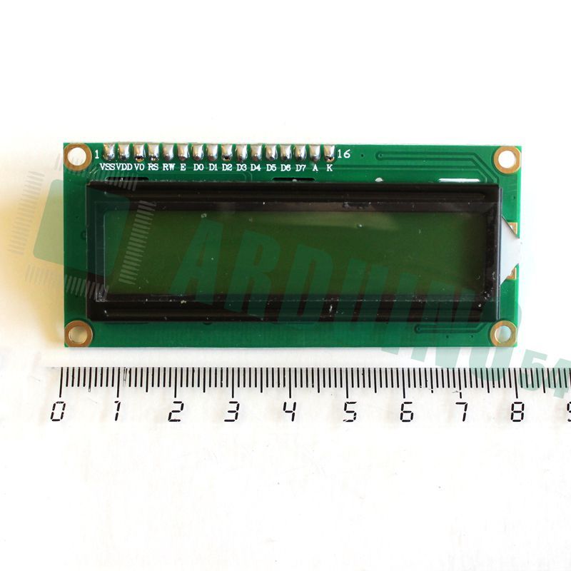 LCD 16×2 1602 дисплей зелёный + LCD конвертор с IIC/I2C spi