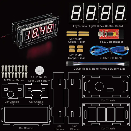 Набор KS0201 от Keyestudio: DIY Комплект электронных смарт-часов Electronic Smart Clock Kit