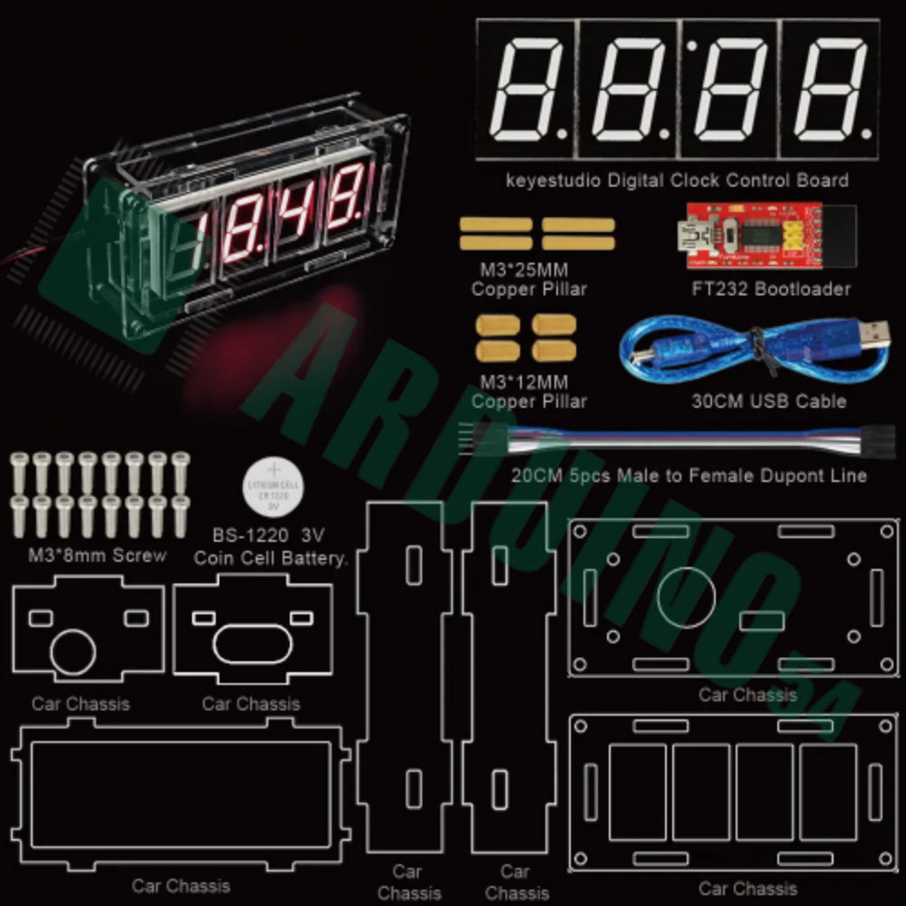 Набор KS0201 от Keyestudio: DIY Комплект электронных смарт-часов Electronic Smart Clock Kit